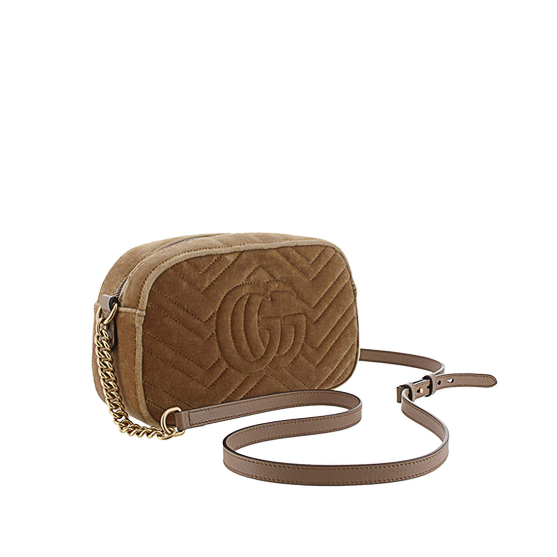 Gucci GG Marmont Velvet Crossbody Bag Brown