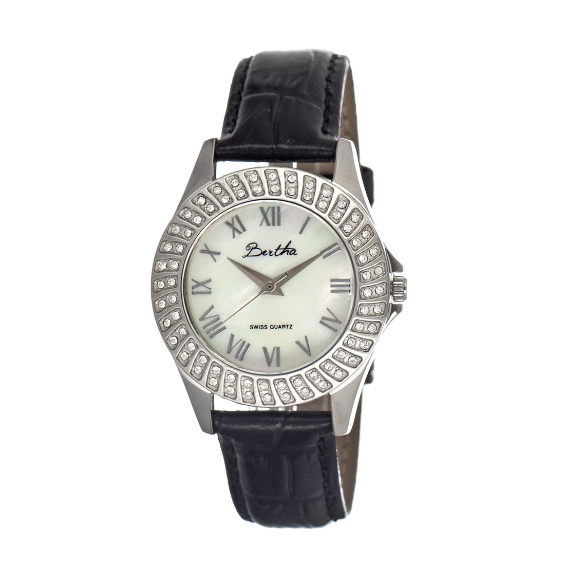Bertha Audrey MOP Leather-Band Ladies Watch