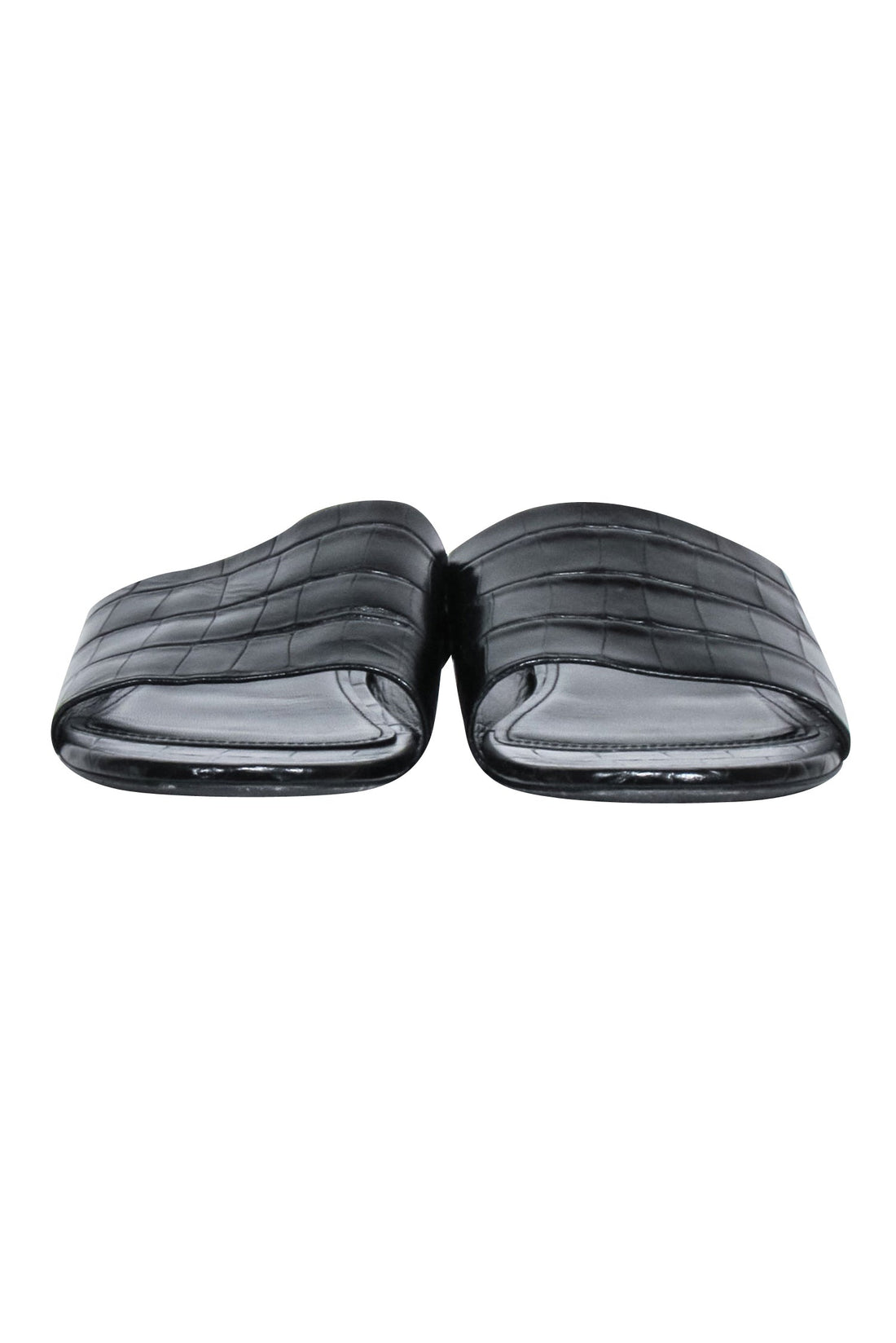 Balenciaga - Black Croc Embossed Slide Sandals Sz 7.5
