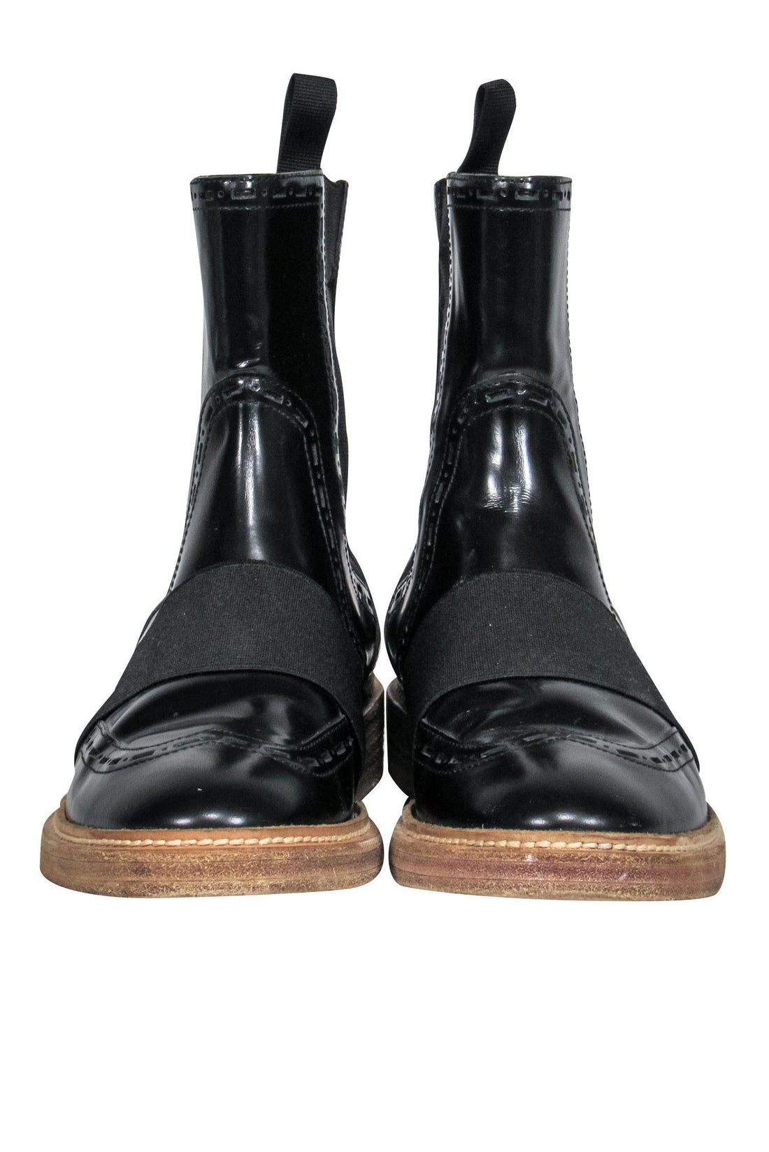 Balenciaga - Black Leather Chelsea Booties w/ Elastic Strap Sz 7