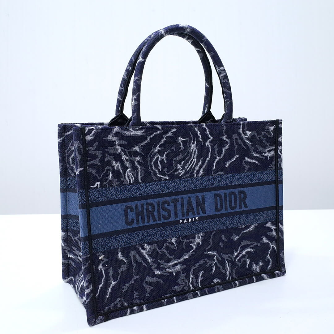 DIR1286 Book Tote size 36.5cm 41.5cm Embroidery LOGO blue Handbag