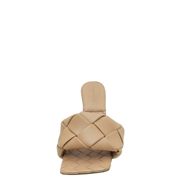 Bottega Veneta Beige Intrecciato Nappa Lido Heeled Mules 38.5