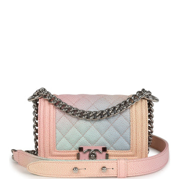 Chanel Mini "Paris-Cuba" Boy Bag Multicolored Caviar Enamel Silver Hardware