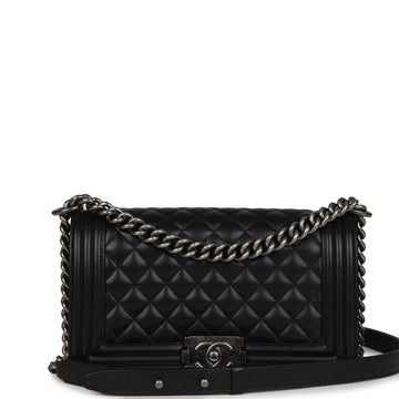 Chanel Medium Boy Bag Black Caviar Aged Ruthenium Hardware