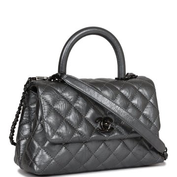 Chanel Small Coco Handle Flap Bag So Black CalBNkin Black Hardware