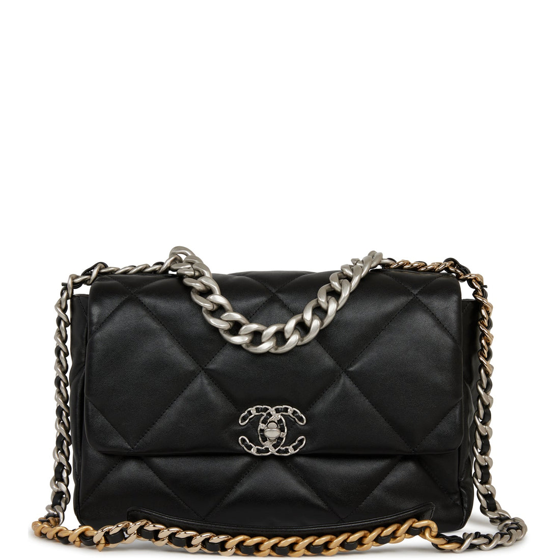 Top Quality Chanel Large 19 Flap Bag Black Lambskin Mixed Hardware