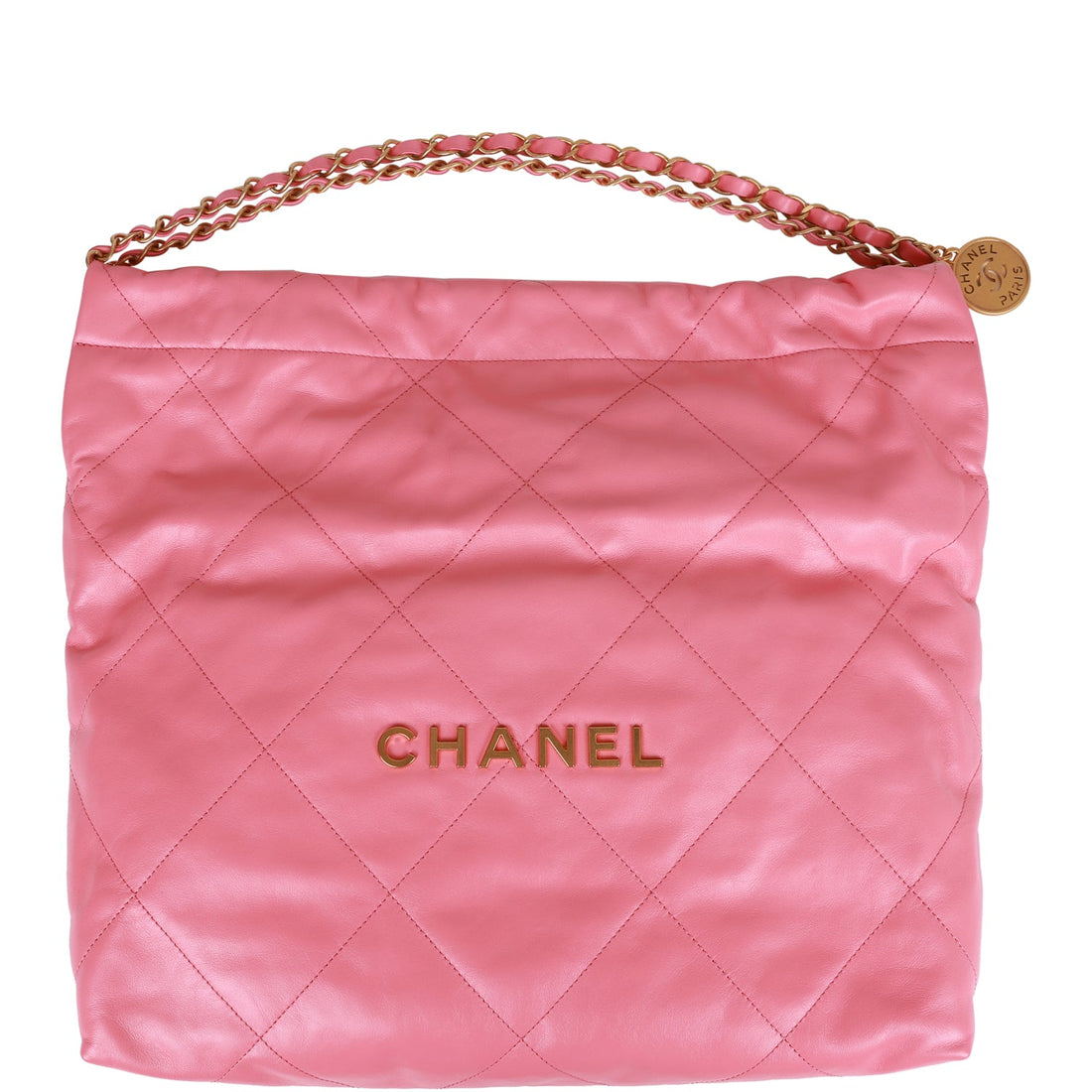 Top Quality Chanel Small 22 Bag Pink Calfskin Gold Hardware