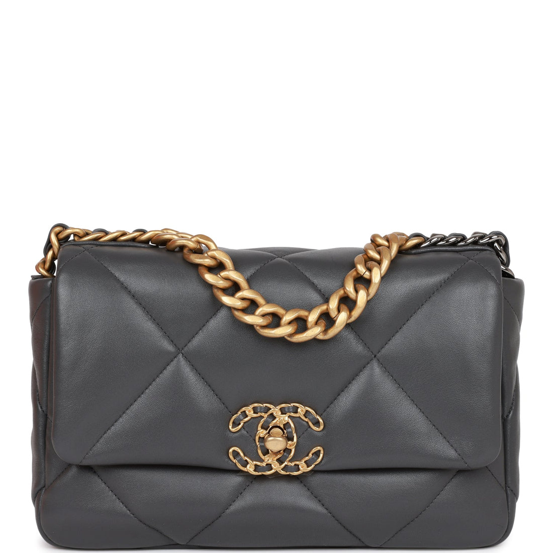 Top Quality Chanel Medium 19 Flap Bag Grey Calfskin Mixed Hardware