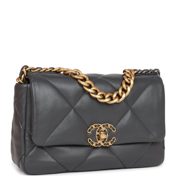 Chanel Medium 19 Flap Bag Grey CalBNkin Mixed Hardware