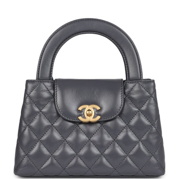 Chanel Small Kelly Shopper Dark Grey Shiny Aged CalBNkin Brushed Gold Hardware