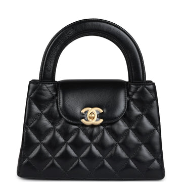 Chanel Small Kelly Shopper Black Shiny Aged CalBNkin Brushed Gold Hardware