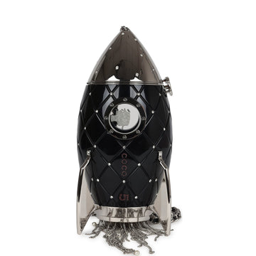Chanel Limited Edition Rocket Ship Minaudière Bag Black Lucite and Crystals Silver Hardware