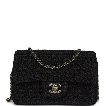 Chanel Mini Summer Nights Flap Bag Black Woven Patent Leather Light Gold Hardware