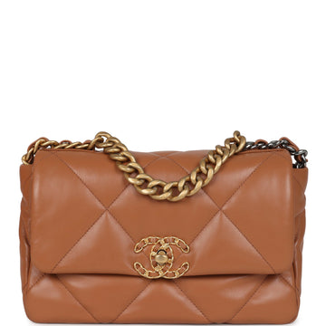 Chanel Medium 19 Flap Caramel Shiny Lambskin Mixed Metal Hardware