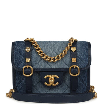 Chanel Mini Ombre Flap Bag Blue Denim Brushed Gold Hardware