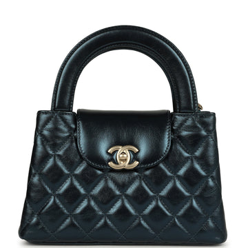 Chanel Small Kelly Shopper Metallic Blue CalBNkin Brushed Gold Hardware