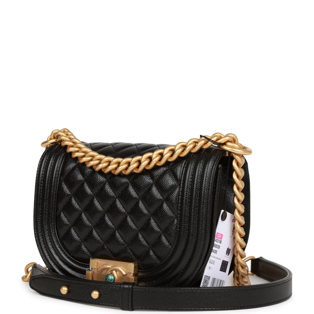 Chanel Small Boy Messenger Bag Black Leather Antique Gold Hardware