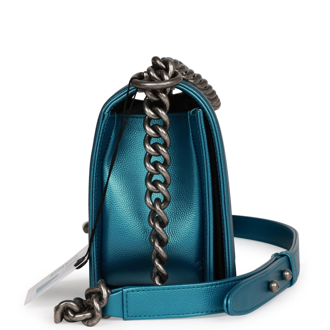 Chanel Medium Boy Bag Metallic Blue Caviar Ruthenium Hardware