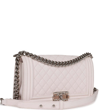 Chanel Medium Boy Light Pink Caviar Silver Hardware