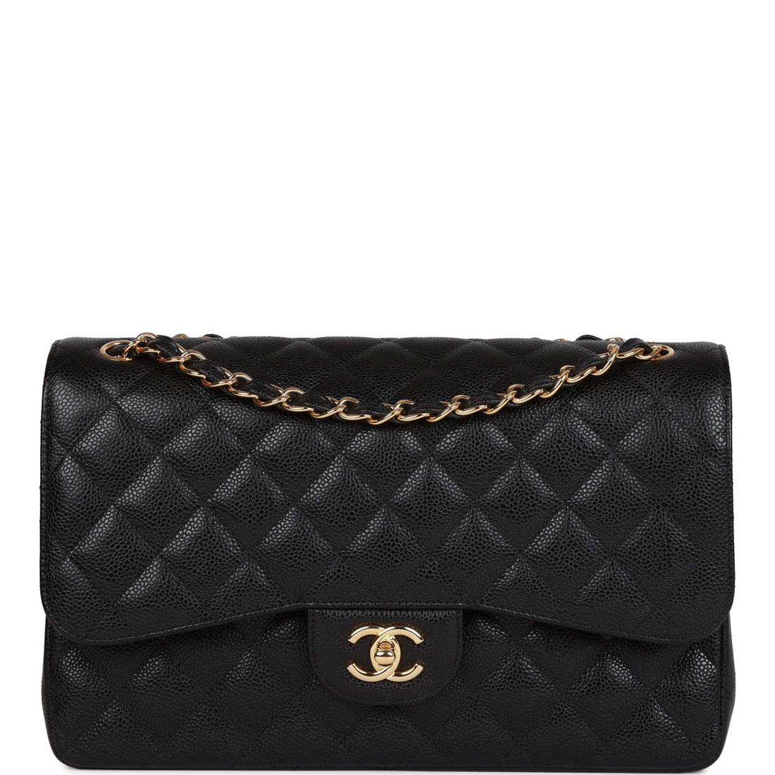 Top Quality Chanel Jumbo Classic Double Flap Bag Black Caviar Gold Hardware
