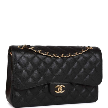 Top Quality Chanel Jumbo Classic Double Flap Bag Black Caviar Gold Hardware