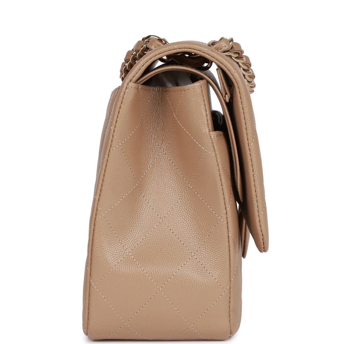 Chanel Jumbo Classic Double Flap Bag Dark Beige Leather Gold Hardware