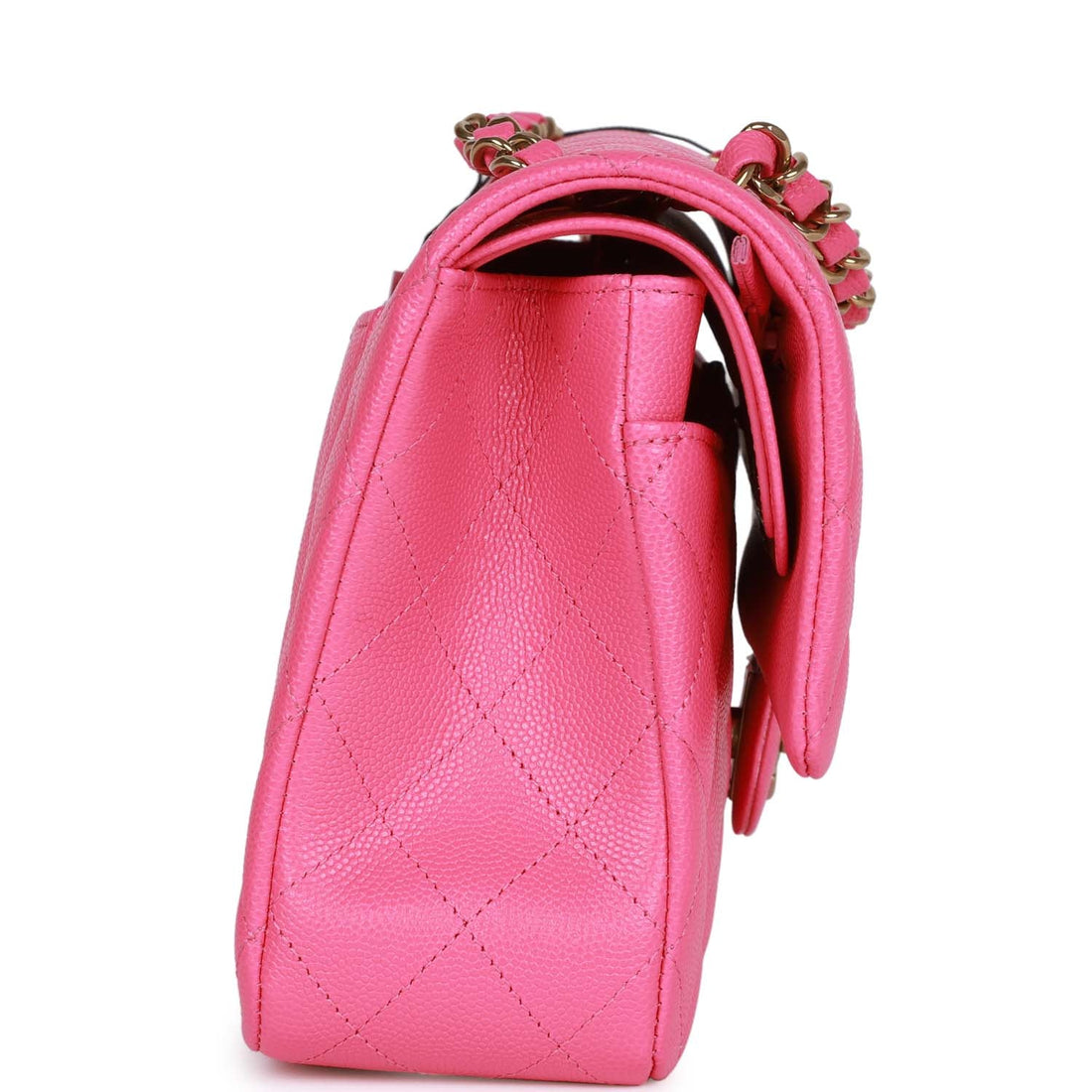 Chanel Medium Classic Double Flap Bag Hot Pink Leather Gold Hardware