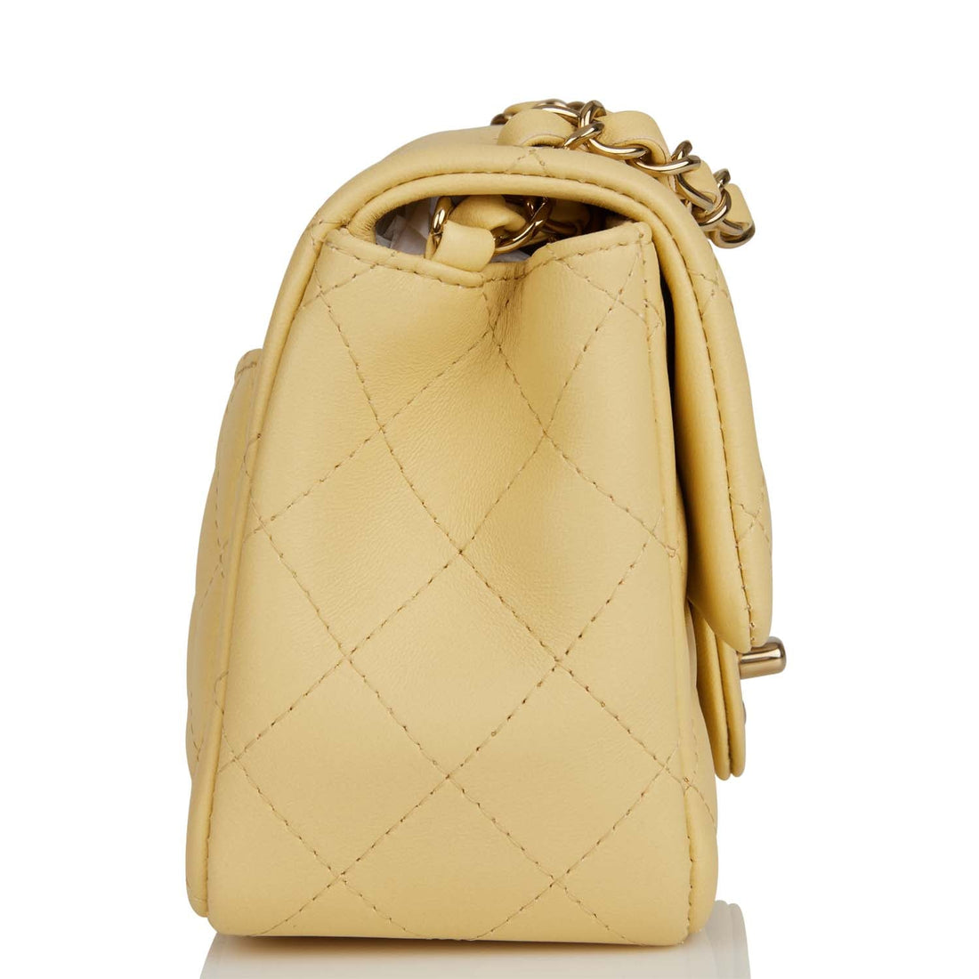 Chanel Mini Square Flap Bag Yellow Leather Light Gold Hardware