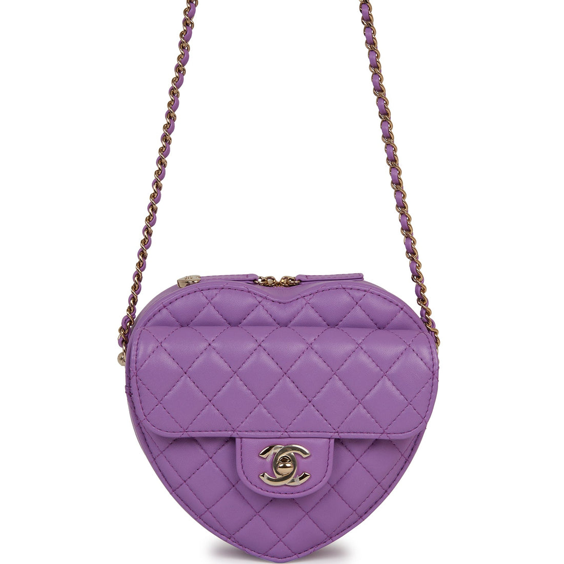 Top Quality Chanel CC In Love Large Heart Bag Purple Lambskin  Gold Hardware