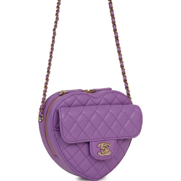 Top Quality Chanel CC In Love Large Heart Bag Purple Lambskin  Gold Hardware