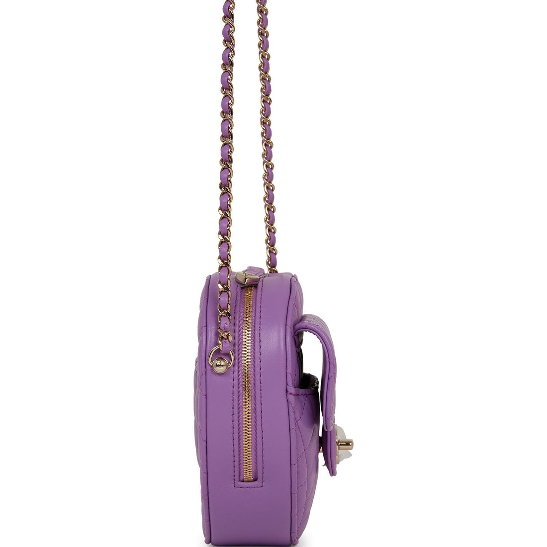 Chanel CC In Love Large Heart Bag Purple Leather Light Gold Hardware