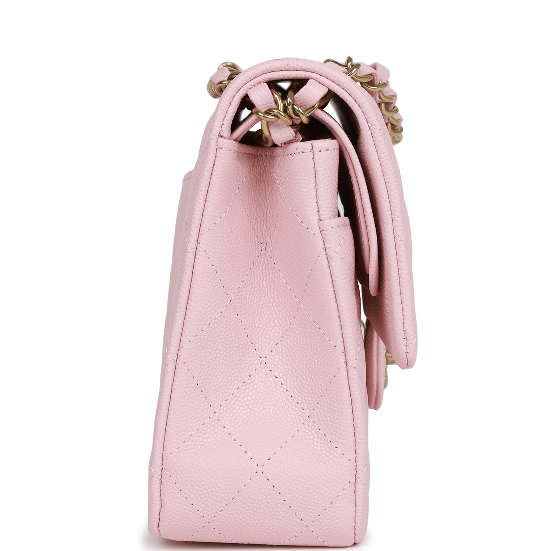 Chanel Medium Classic Double Flap Bag Light Pink Leather Light Gold Hardware