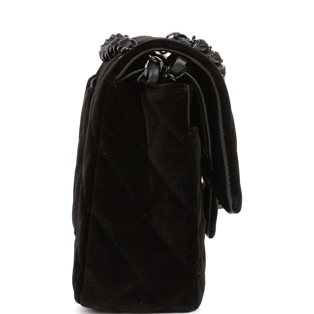 Chanel Medium Classic Double Flap Bag Black Velvet Ruthenium Hardware