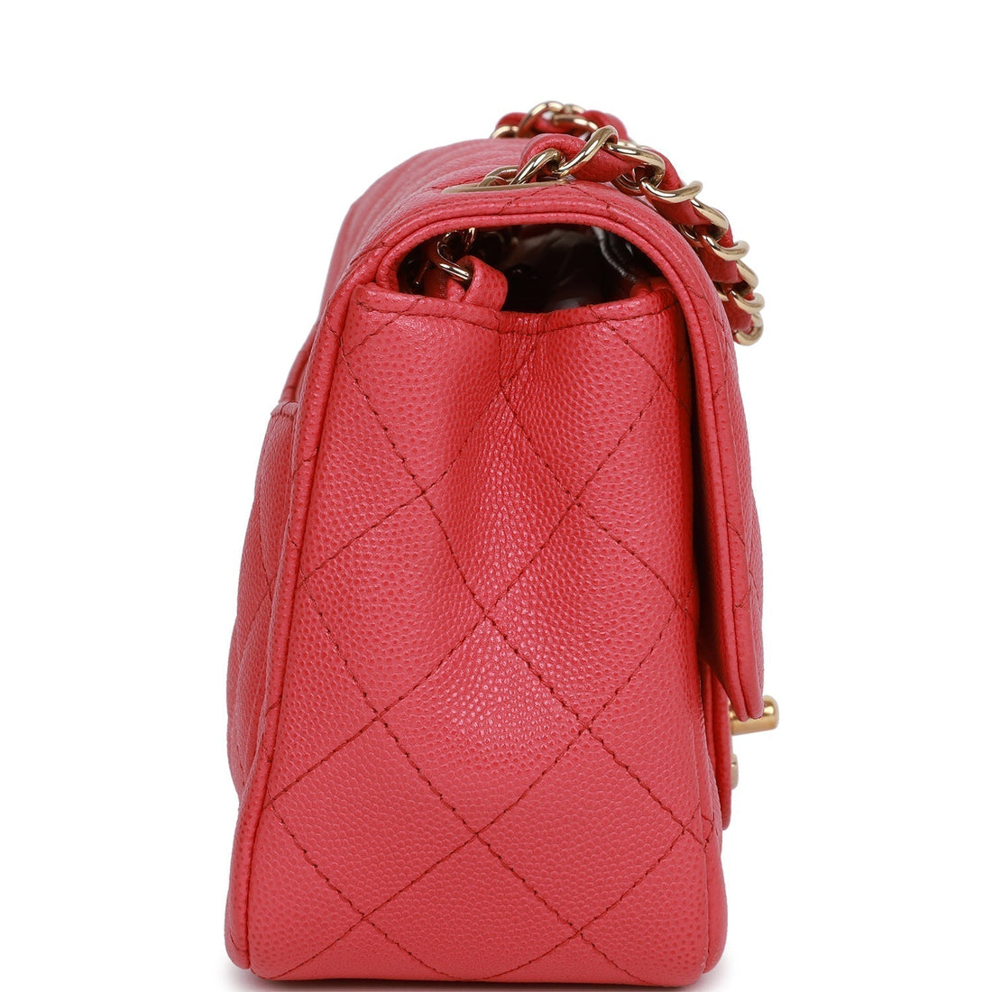 Chanel Mini Square Flap Bag Pink Leather Gold Hardware
