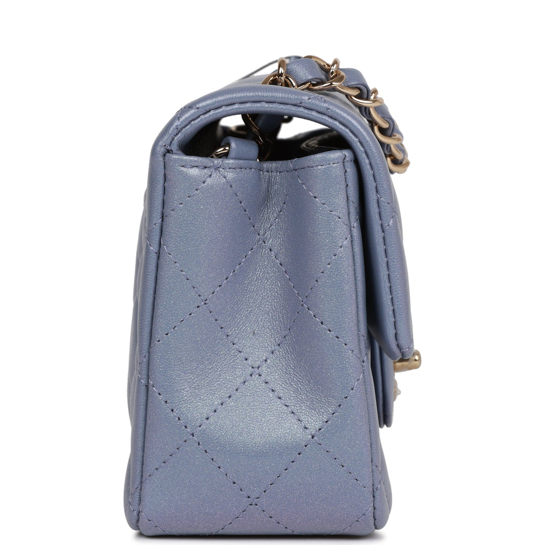 Chanel Mini Rectangular Flap Bag Light Purple Iridescent Quilted Leather Light Gold Hardware