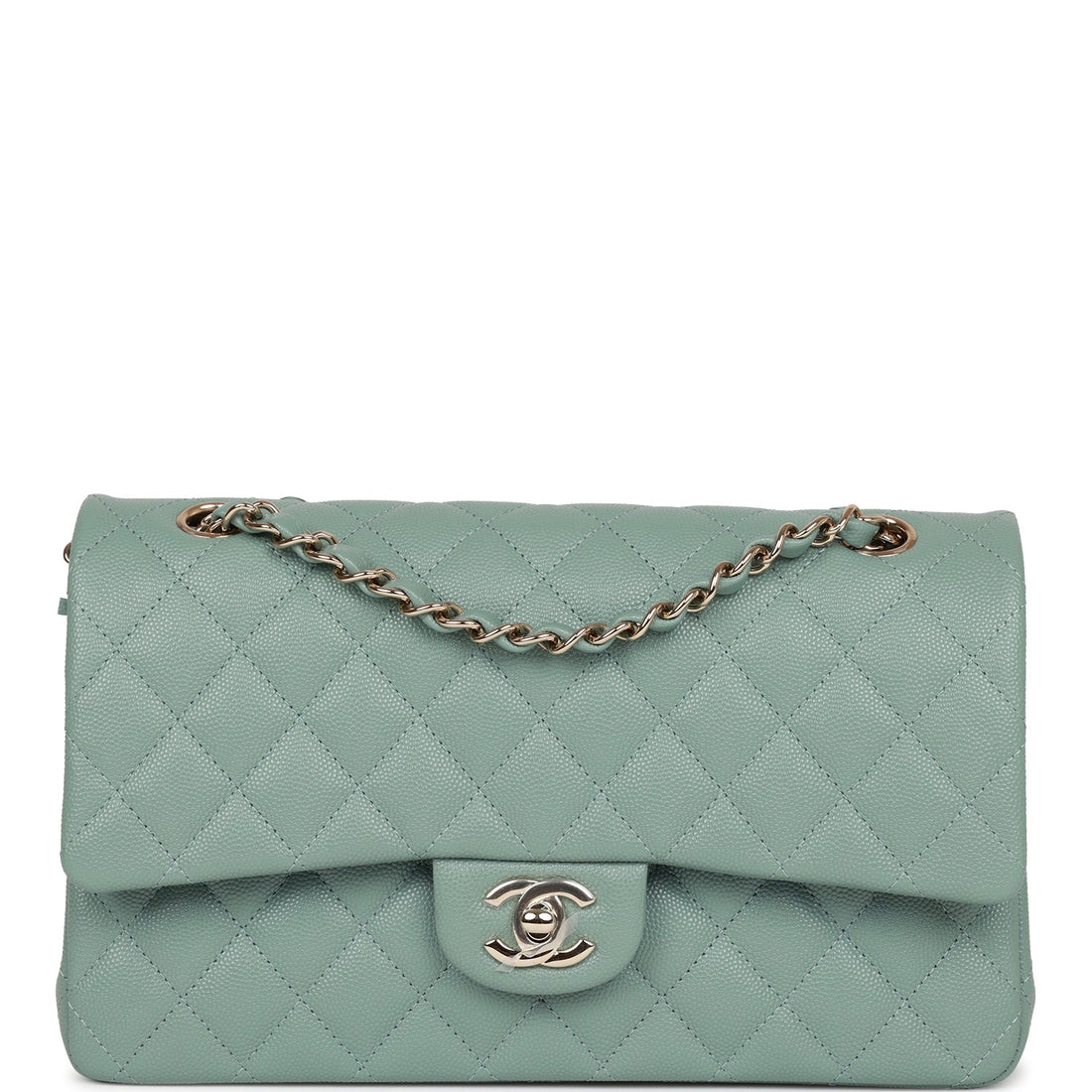 Top Quality Chanel Medium Classic Double Flap Bag Green Caviar  Gold Hardware