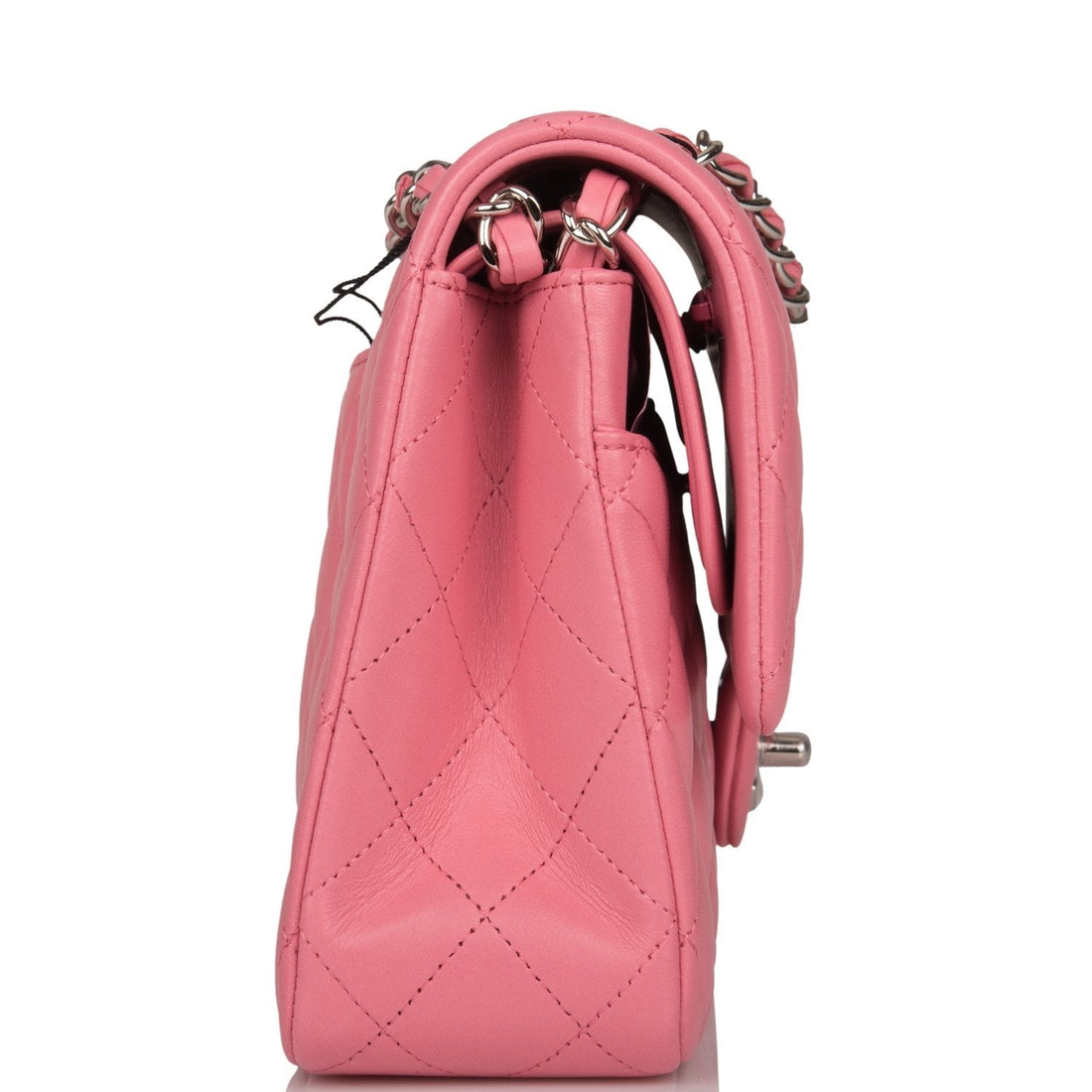 Chanel Medium Classic Double Flap Bag Rose Quilted Leather Silver Hardware