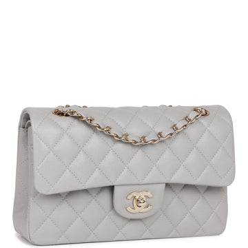 Top Quality Chanel Small Classic Double Flap Grey Caviar  Gold Hardware