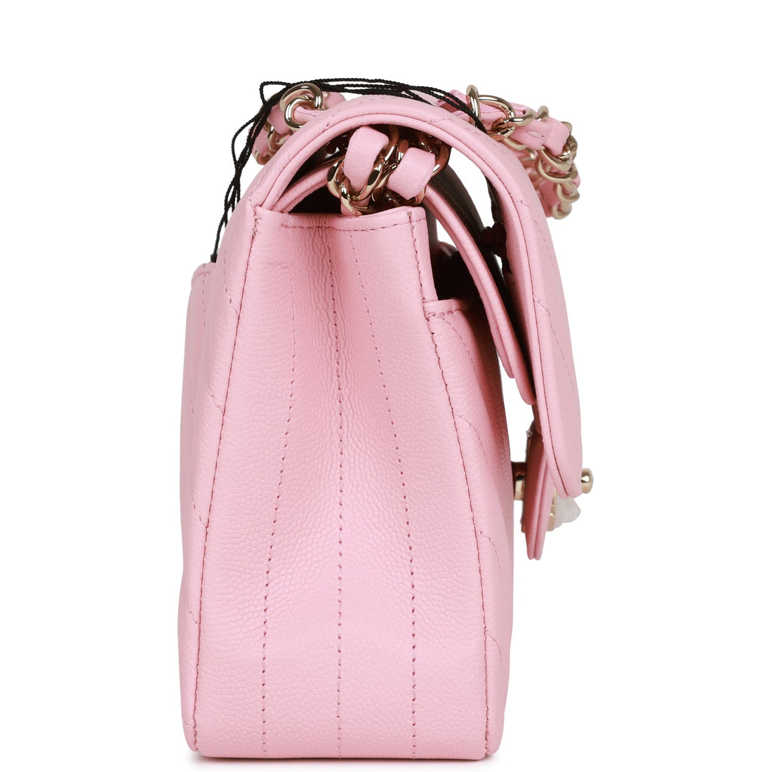 Chanel Small Chevron Classic Double Flap Pink Leather Light Gold Hardware