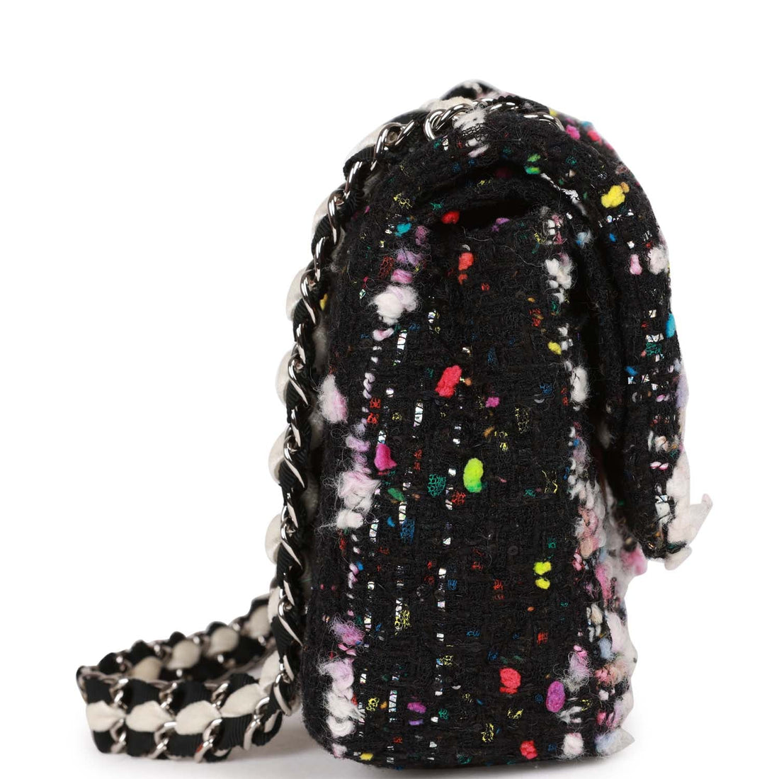 Chanel Medium Classic Double Flap Multicolor Tweed Silver Hardware