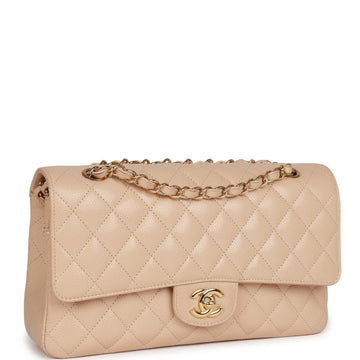 Top Quality Chanel Medium Classic Double Flap Bag Beige Caviar Gold Hardware