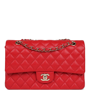 Chanel Medium Classic Double Flap Red Caviar Light Gold Hardware