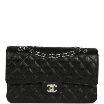 Chanel Medium Classic Double Flap Black Caviar Silver Hardware