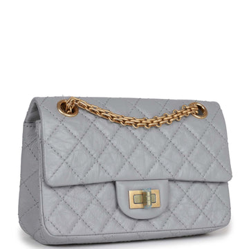 Chanel Mini Reissue 224 2.55 Flap Grey Aged CalBNkin Antique Gold Hardware