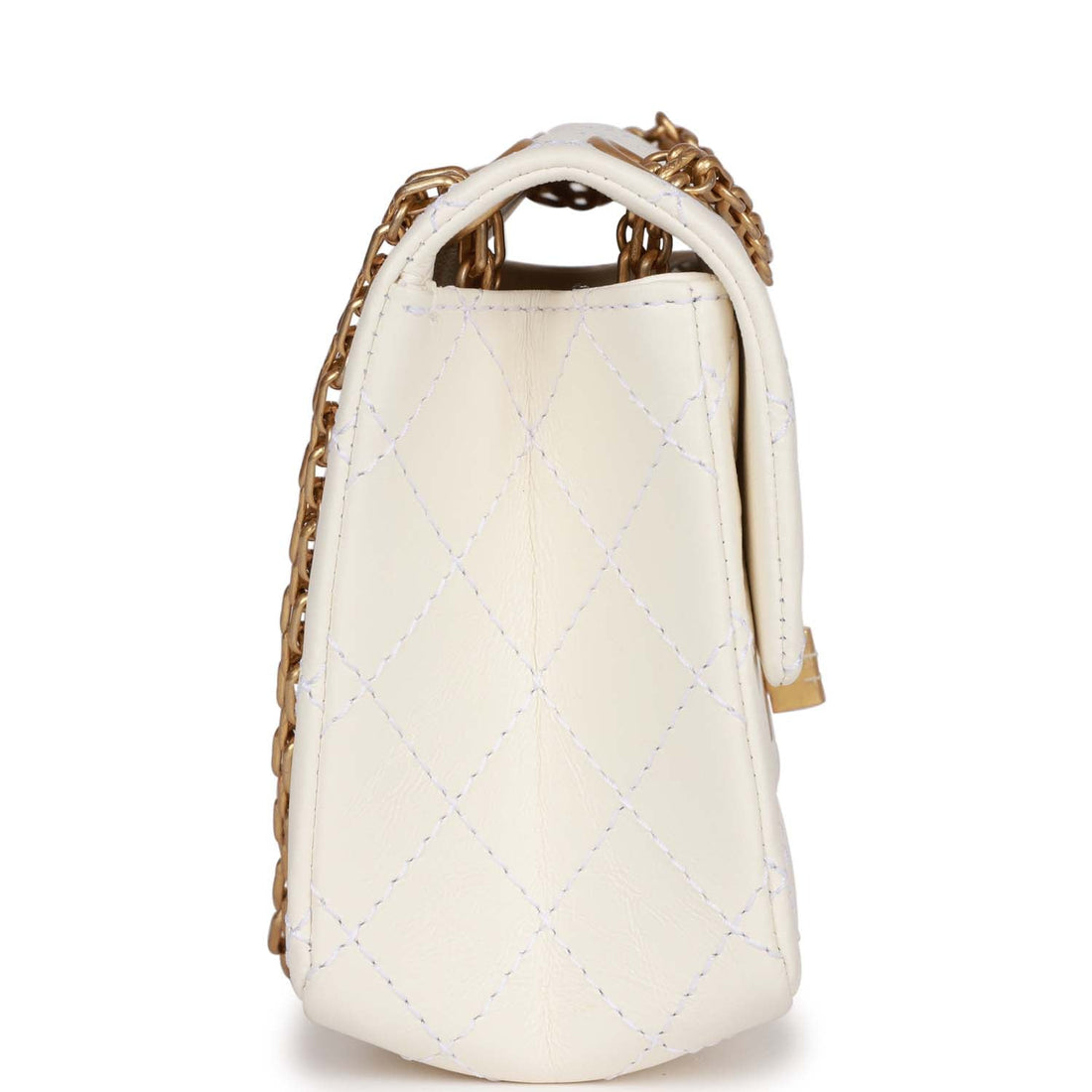 Chanel Mini Reissue 224 2.55 Flap White Aged CalBNkin Antique Gold Hardware