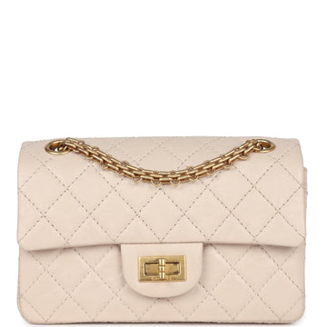 Chanel Mini Reissue 224 2.55 Flap Bag Beige Aged CalBNkin Antique Gold Hardware