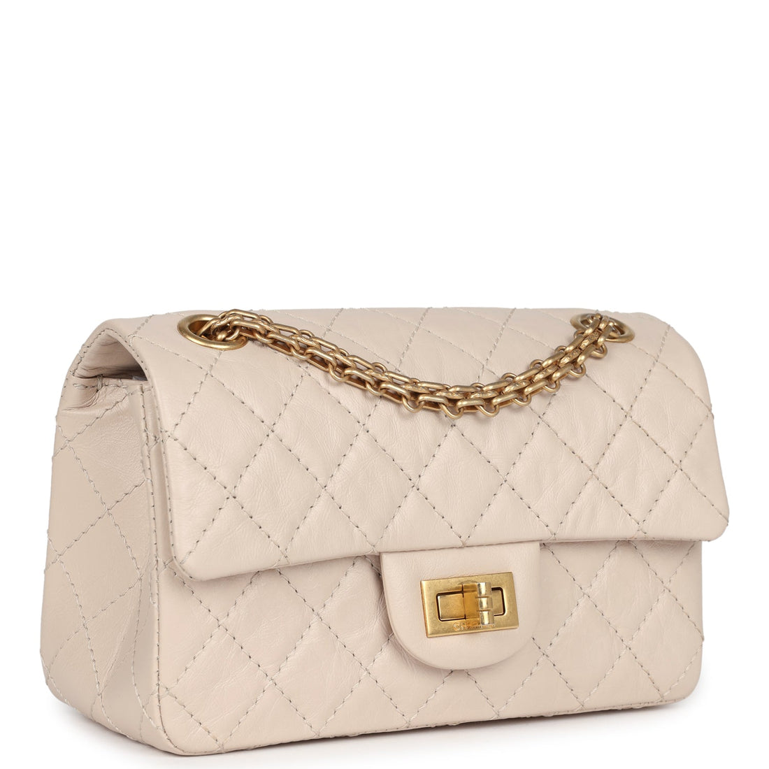 Chanel Mini Reissue 224 2.55 Flap Bag Beige Aged CalBNkin Antique Gold Hardware