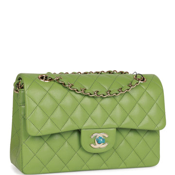 Chanel Small Classic Double Flap Green Togo/epsom/caviar/clemence/callfskin/cowhide/lambskin Light Gold Hardware