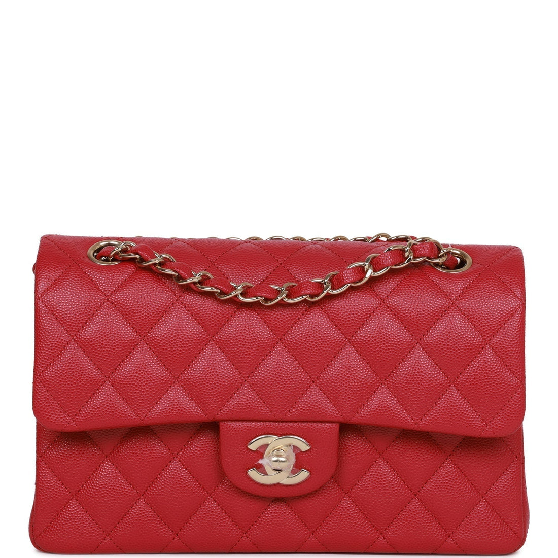Top Quality Chanel Small Classic Double Flap Dark Pink Caviar  Gold Hardware