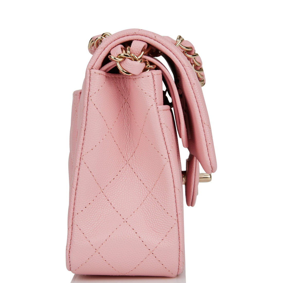Chanel Small Classic Double Flap Pink Leather Light Gold Hardware